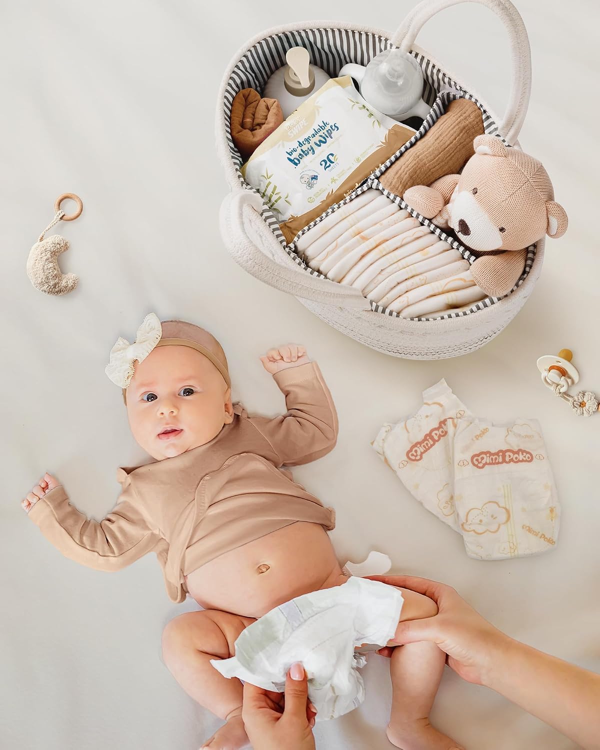 Baby Diaper Caddy Organizer / Large / Off White