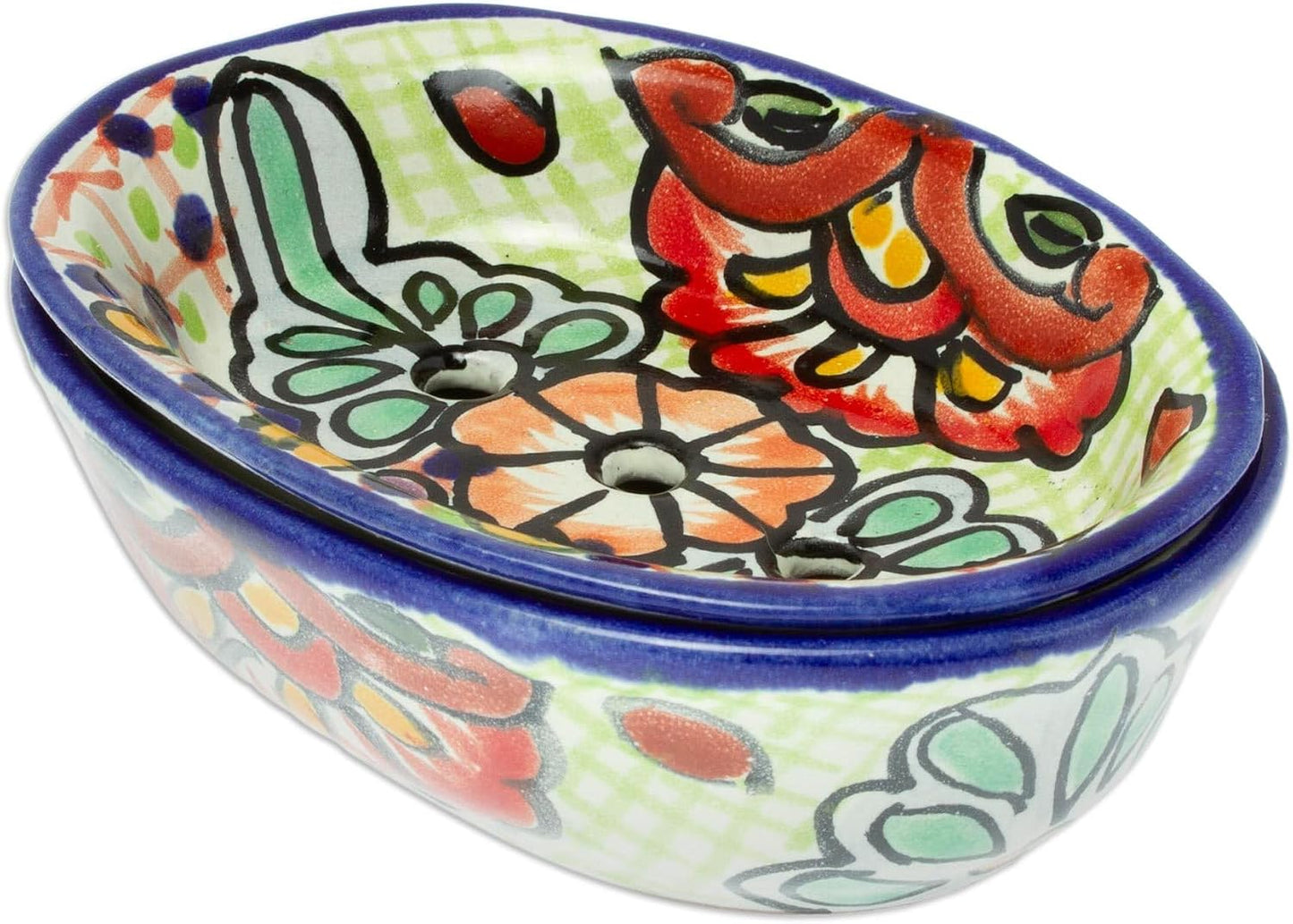 Artisan Handcrafted Talavera Style Ceramic Soap Dish