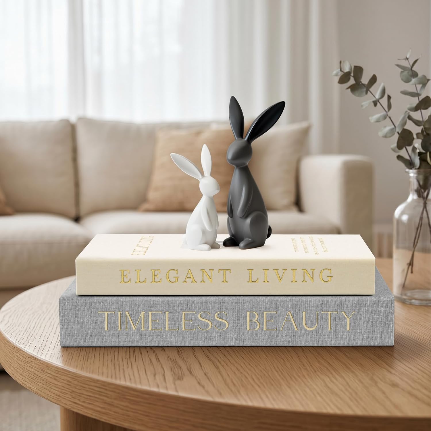 Modern Linen Faux Book Boxes / Gray-beige / Set of 2