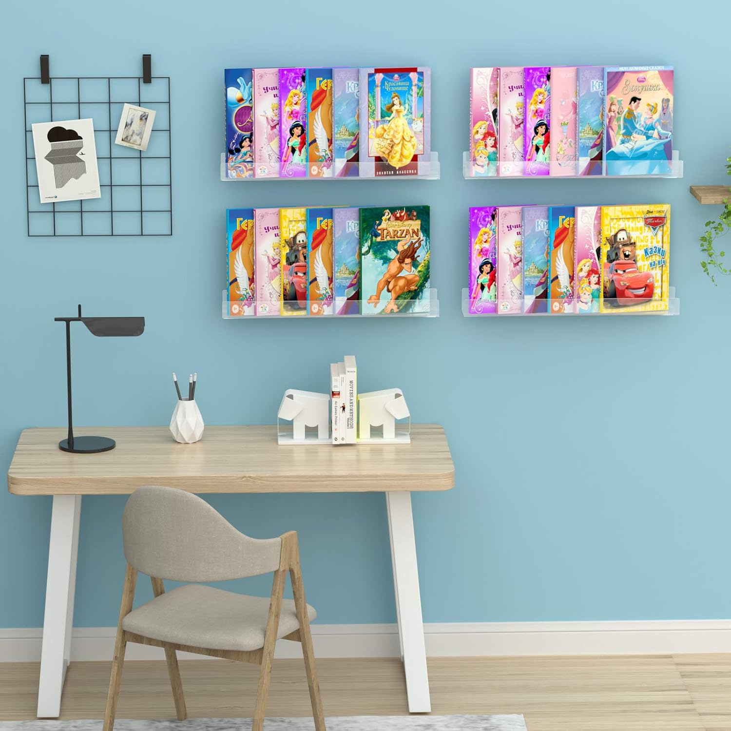 NIUBEE 24”Acrylic Floating Bookshelf for Kids Wall Bookshelves 1 Pack | Premium Acrylic 50% Thicker with Screwdriver