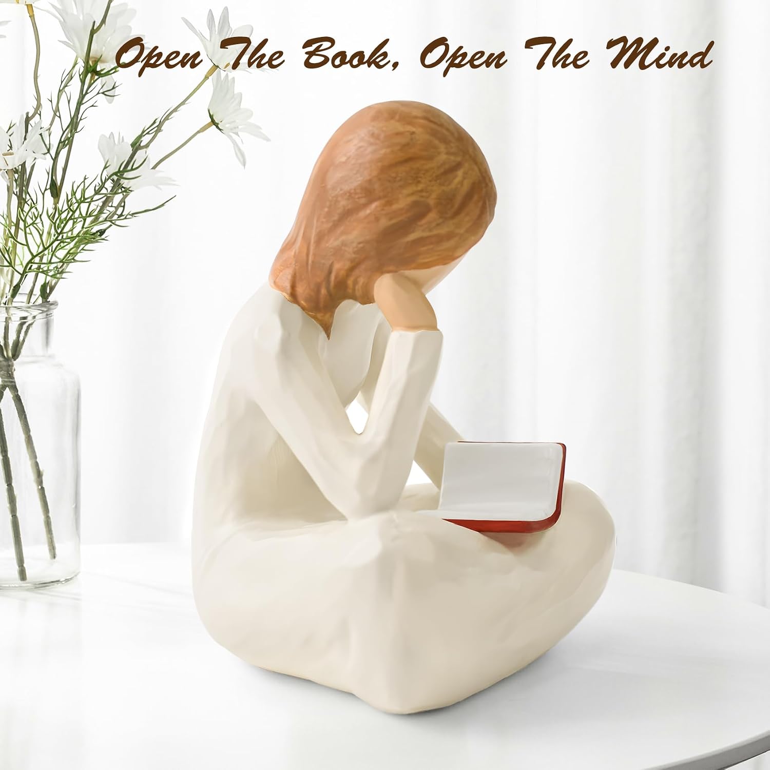 Reading Thinker Statue Book Lover Gifts for Women Readers / Sitting - Reading Thinker