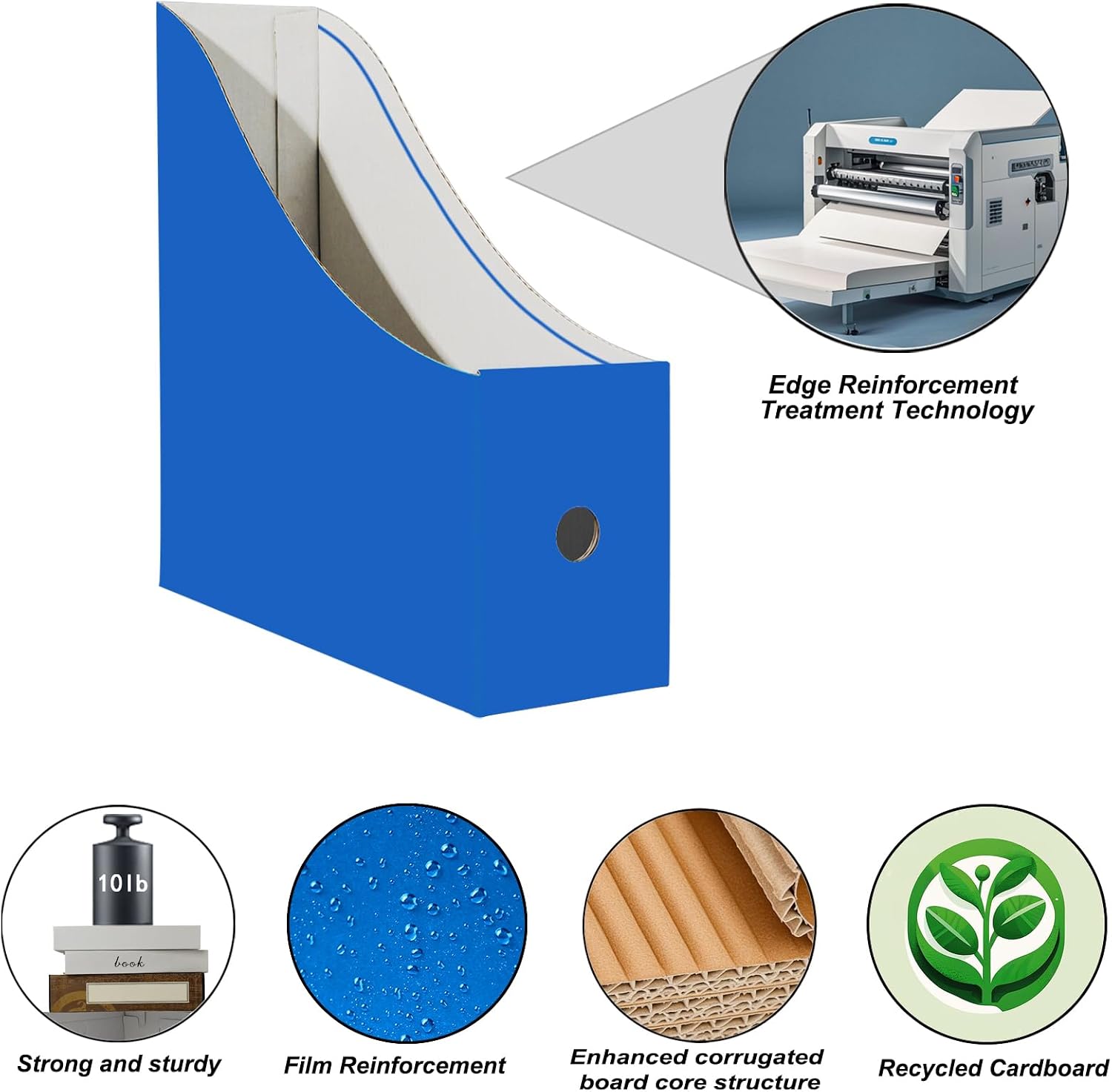 Limitliho 24 Pack Blue Cardboard Magazine File Holder for Desk or Shelves | 10.6”H×10.2”L×3.5”W Cardboard Magazine