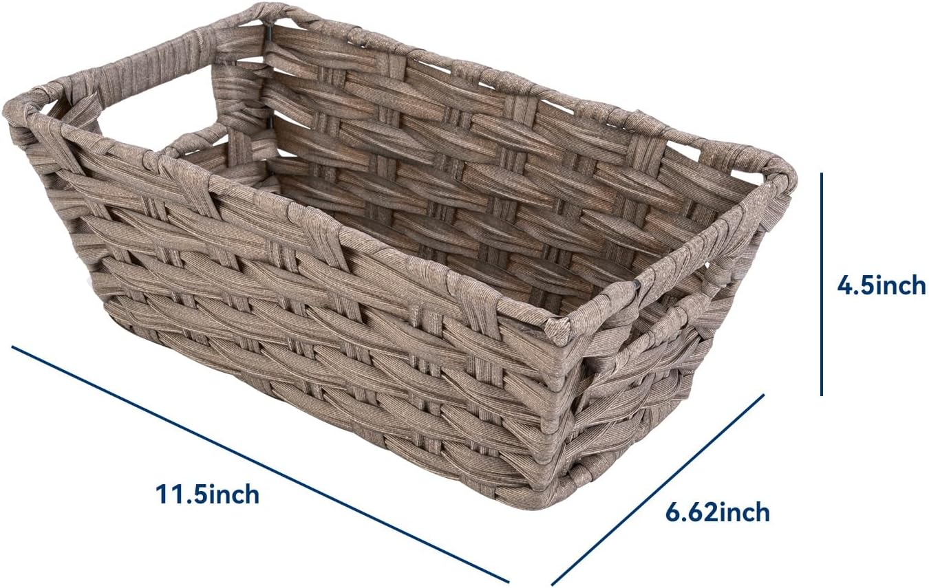 Woven Storage Basket / Small Plastic Wicker Organizer Bin