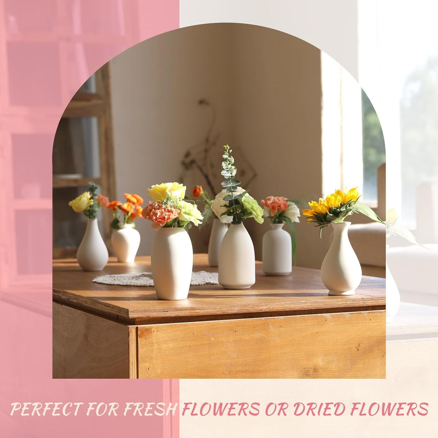 Ceramic Bud Vase / White / Set of 8