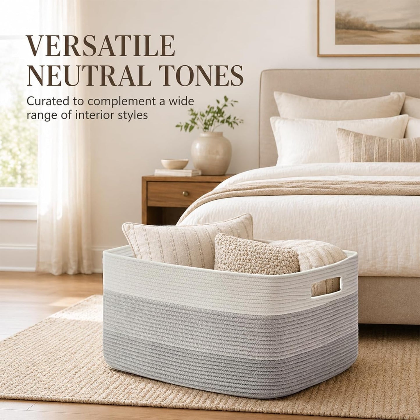 Rectangle Woven Baskets / Gradient Grey / 22 x 17 x 12