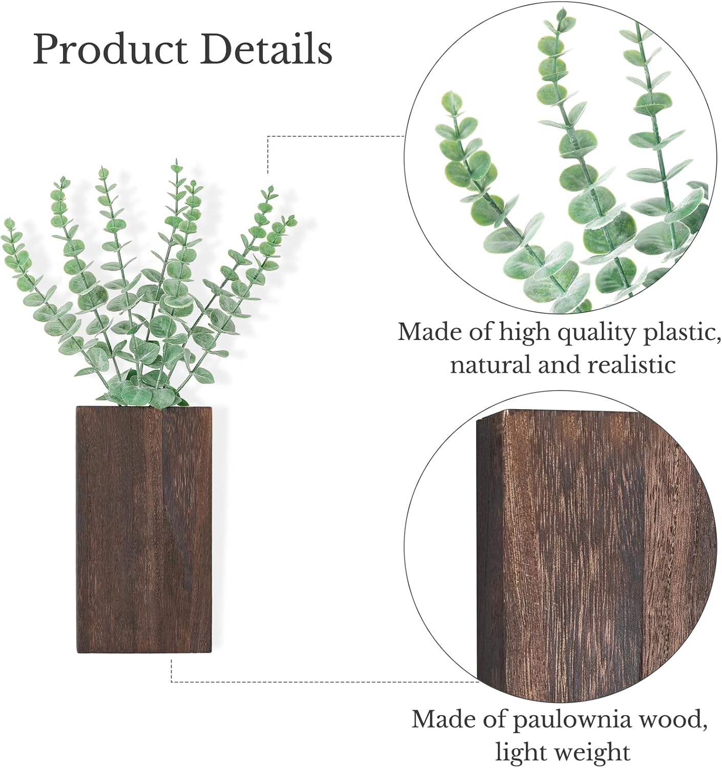 Wood Wall Planter Vase / Brown / Medium / Set of 2