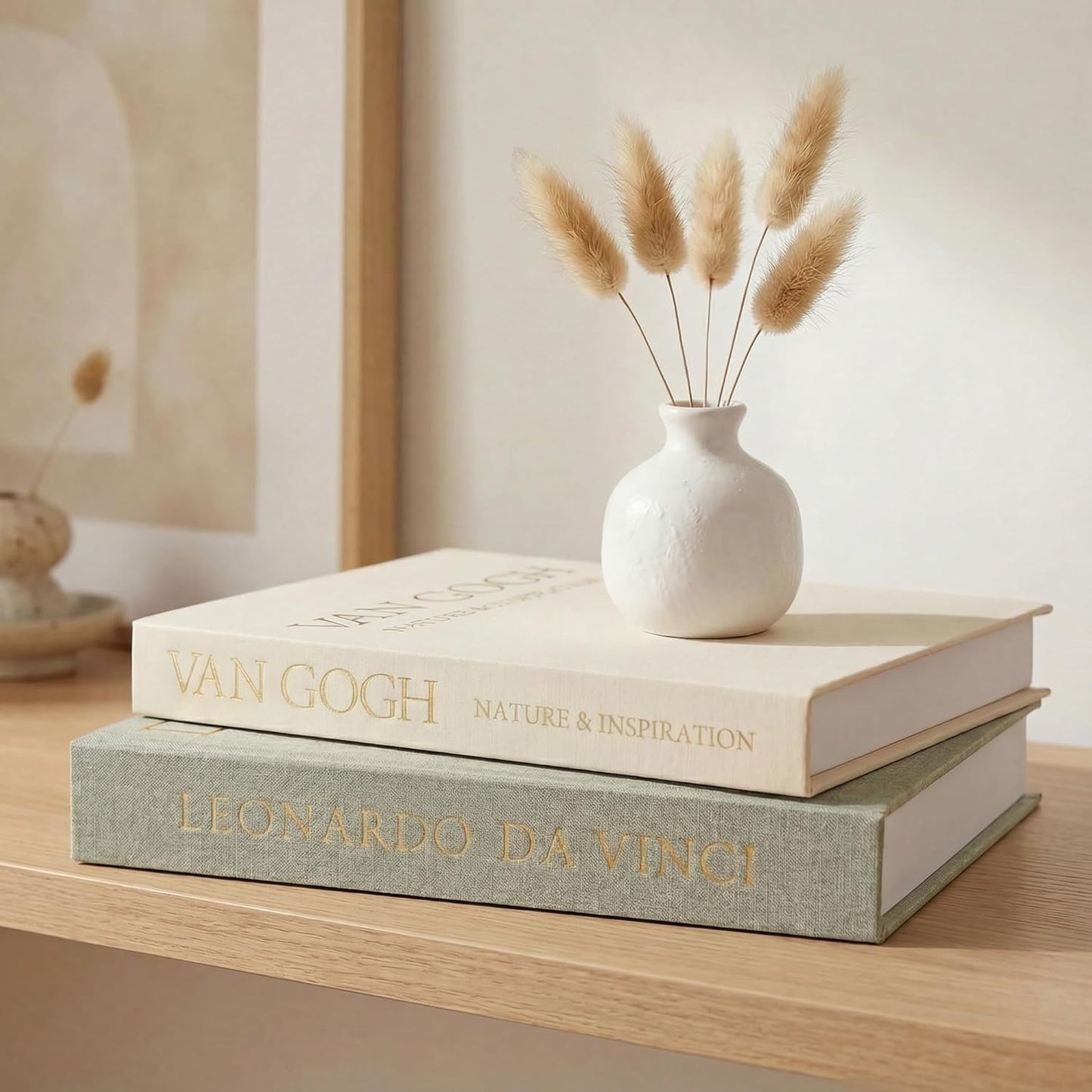 Linen Boxes / Aesthetic Decorative Books / Sage & Beige / Set of 2