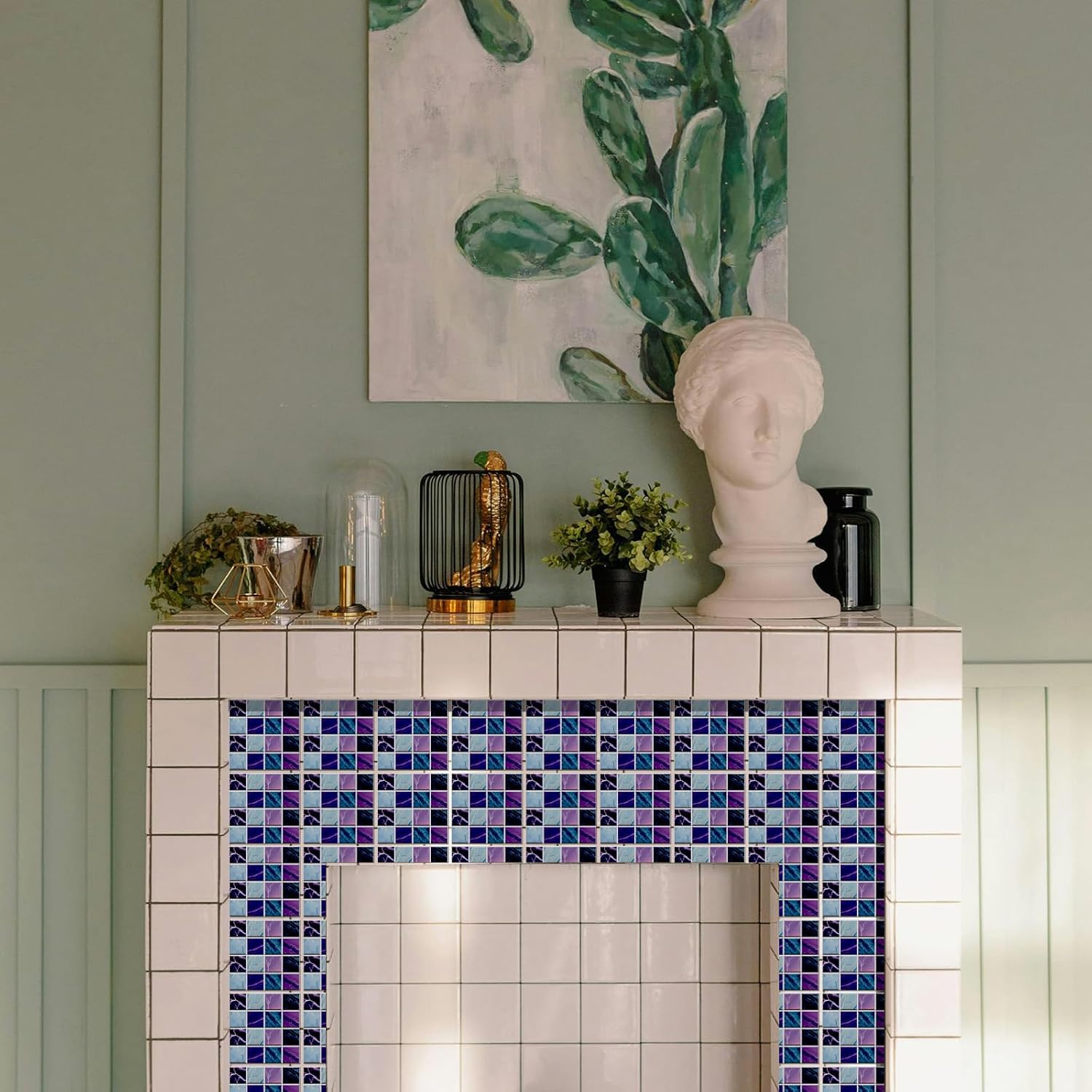 Peel and Stick Mosaic Tile Stickers Waterproof Self / Various Mosaic Style / 4 x 4 / Set of 36