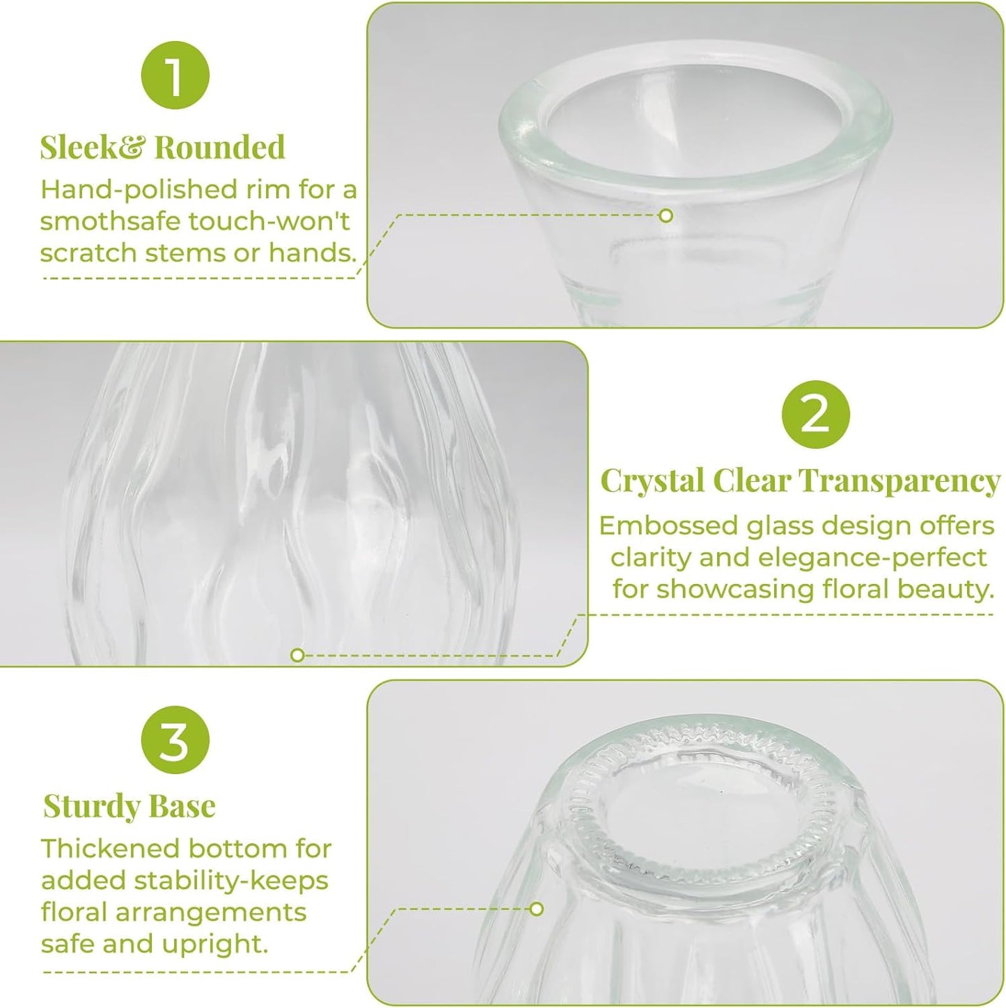 Glass Vase / Flower Vases / Clear / Set of 12