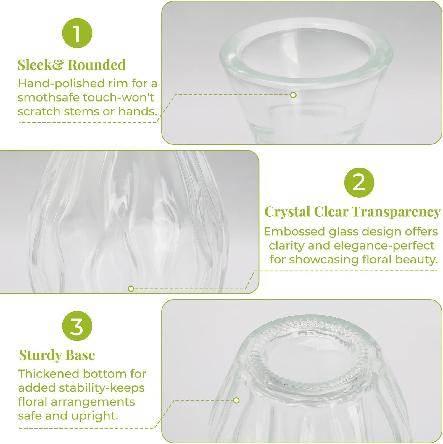 Glass Vase / Flower Vases / Clear / Set of 12