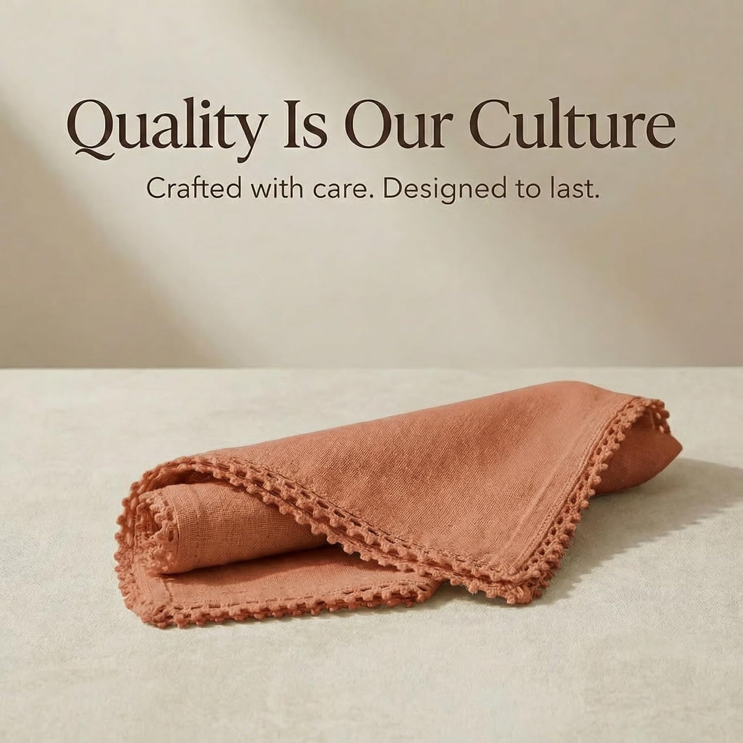 ACCENTHOME Rust Cloth Napkins Set of 12 18x18 inch Cotton Linen Dinner Napkins - Washable Soft Premium Hotel Quality