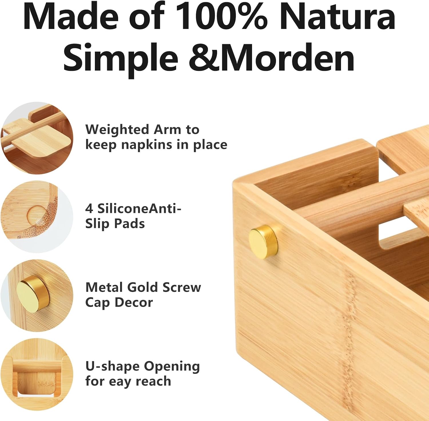 Napkin Holder / Decorative Beverage Napkin Holder / Natural / Bamboo