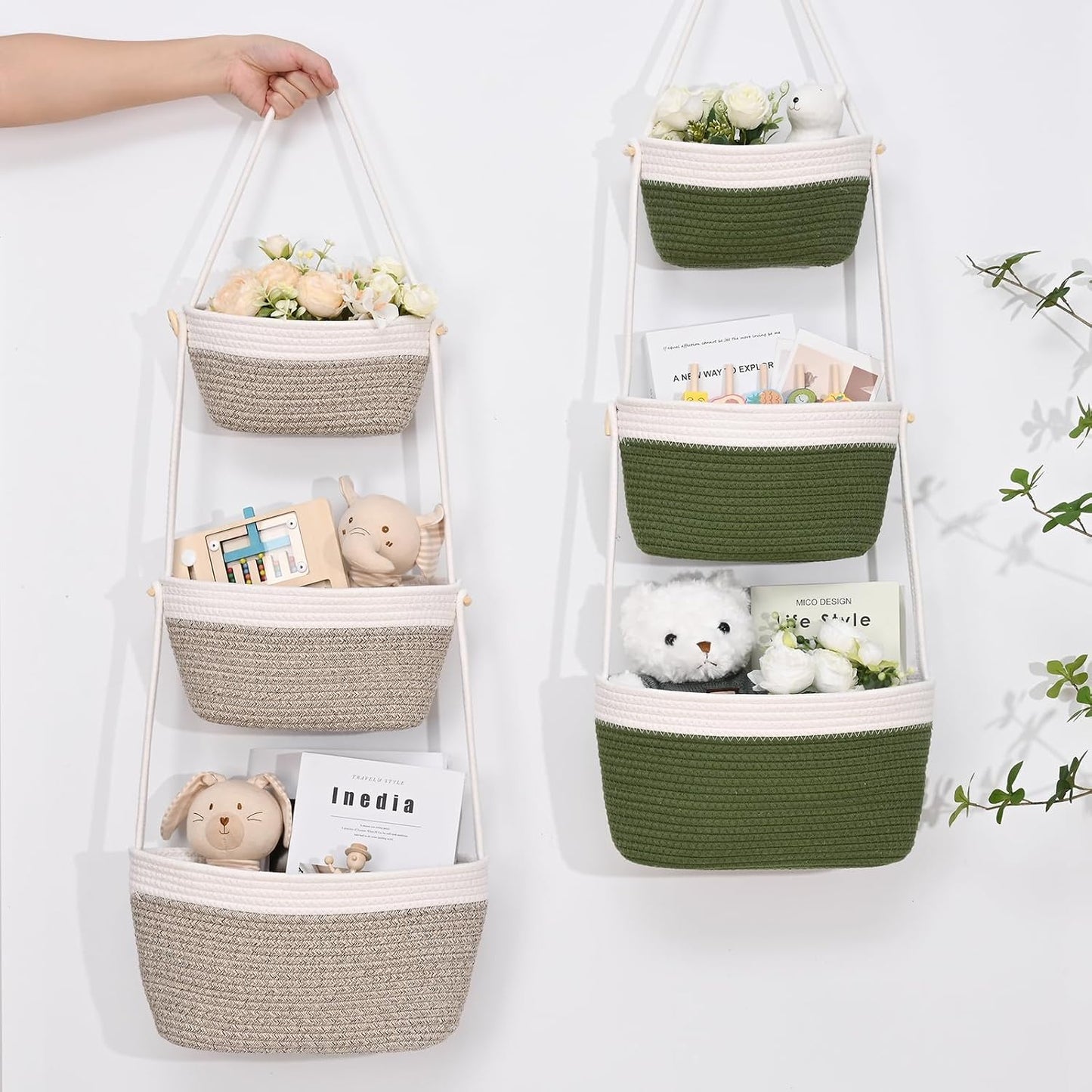 3-Tier Woven Wall Basket / Classic / Oatmeal