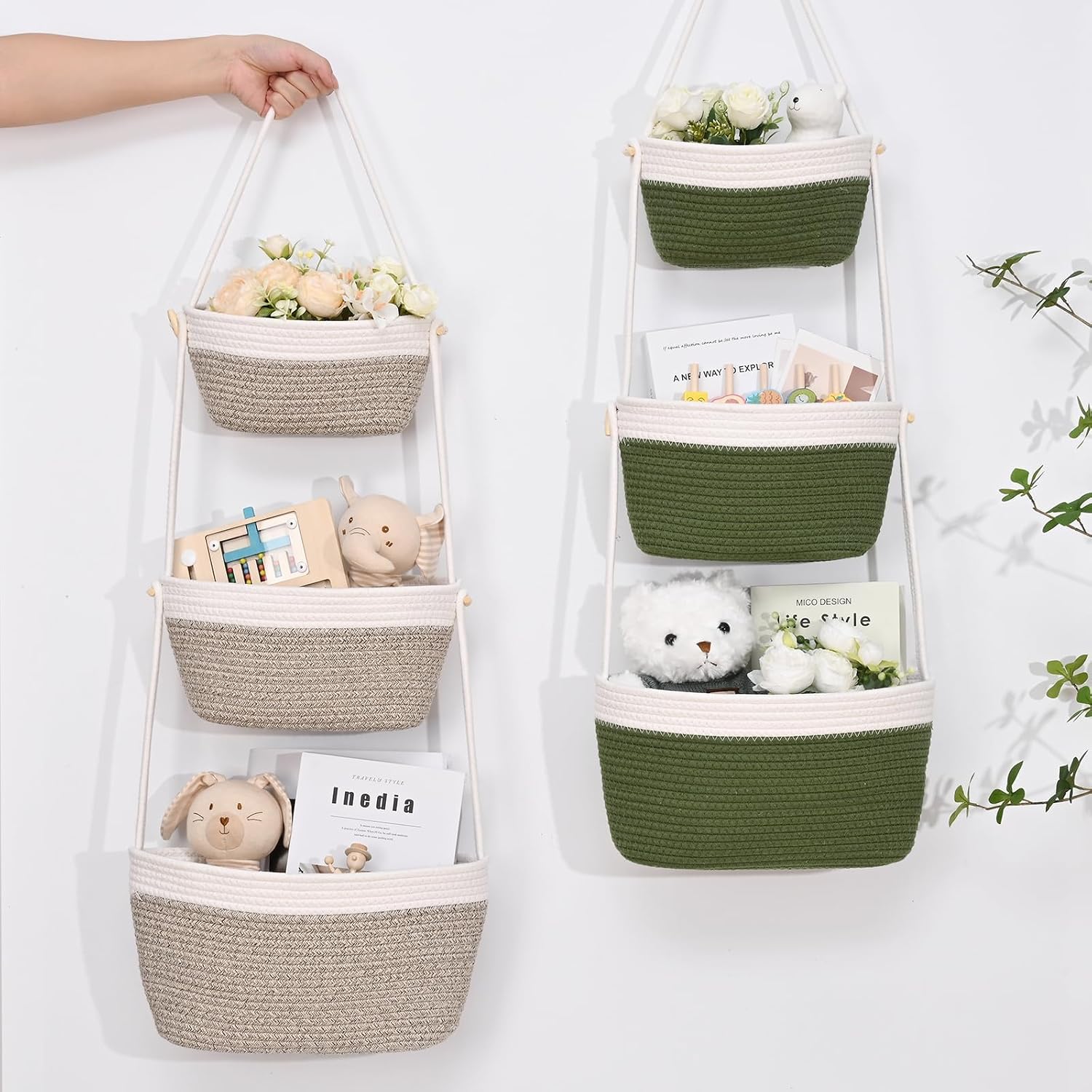 3-Tier Woven Wall Basket / Classic / Oatmeal