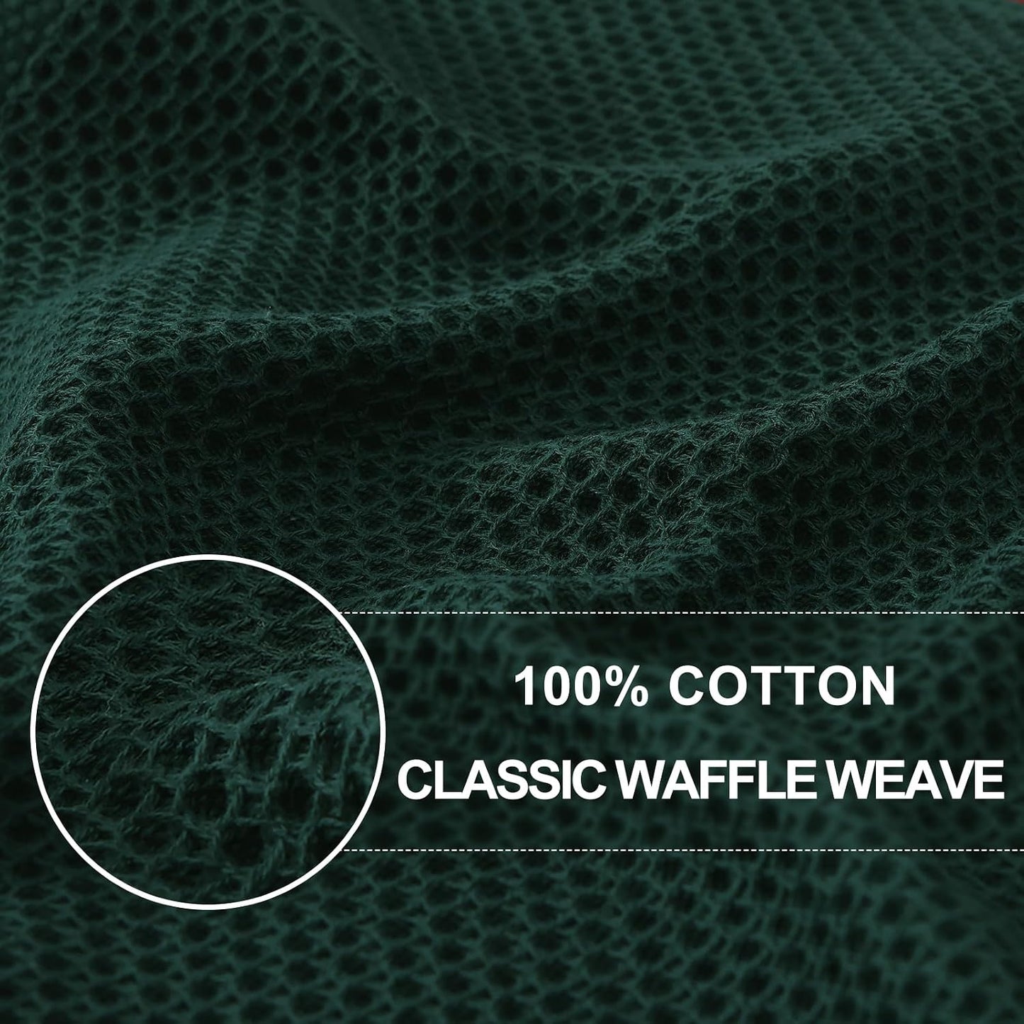 Homaxy 100% Cotton Waffle Weave Kitchen Dish Cloths 12-Pack, Blackish Green | 12 x 12 Inches, Ultra Soft Absorbent Dish