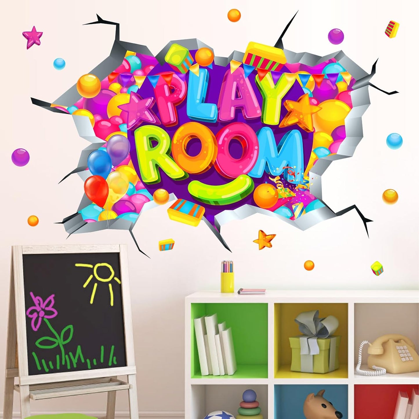 Playroom Wall Decals Kids Walls Decor Stickers Inspirational Wall Decals Peel and Stick / Colorful
