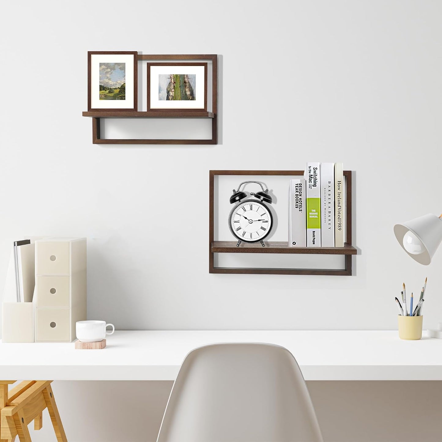 Square Floating Shelves / Rustic Walnut / Set of 4
