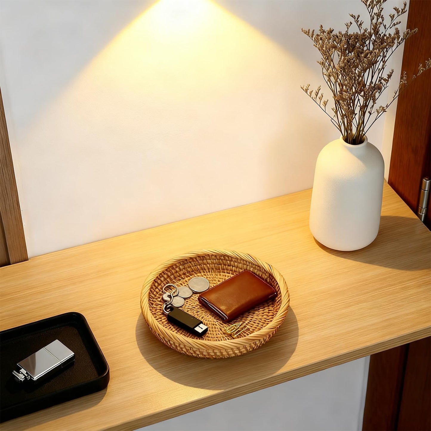 Round Catch All Tray for Keys / Natural / 7.6 Inch