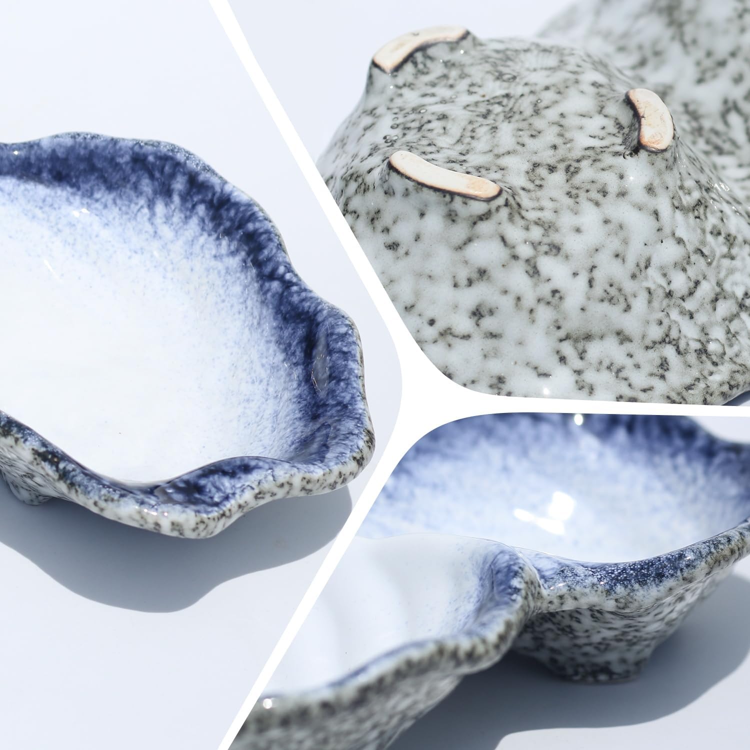 Peanut 2-Compartment Dish for Key Catchall Jewelry Organizer / Kiln-transformed White Glaze