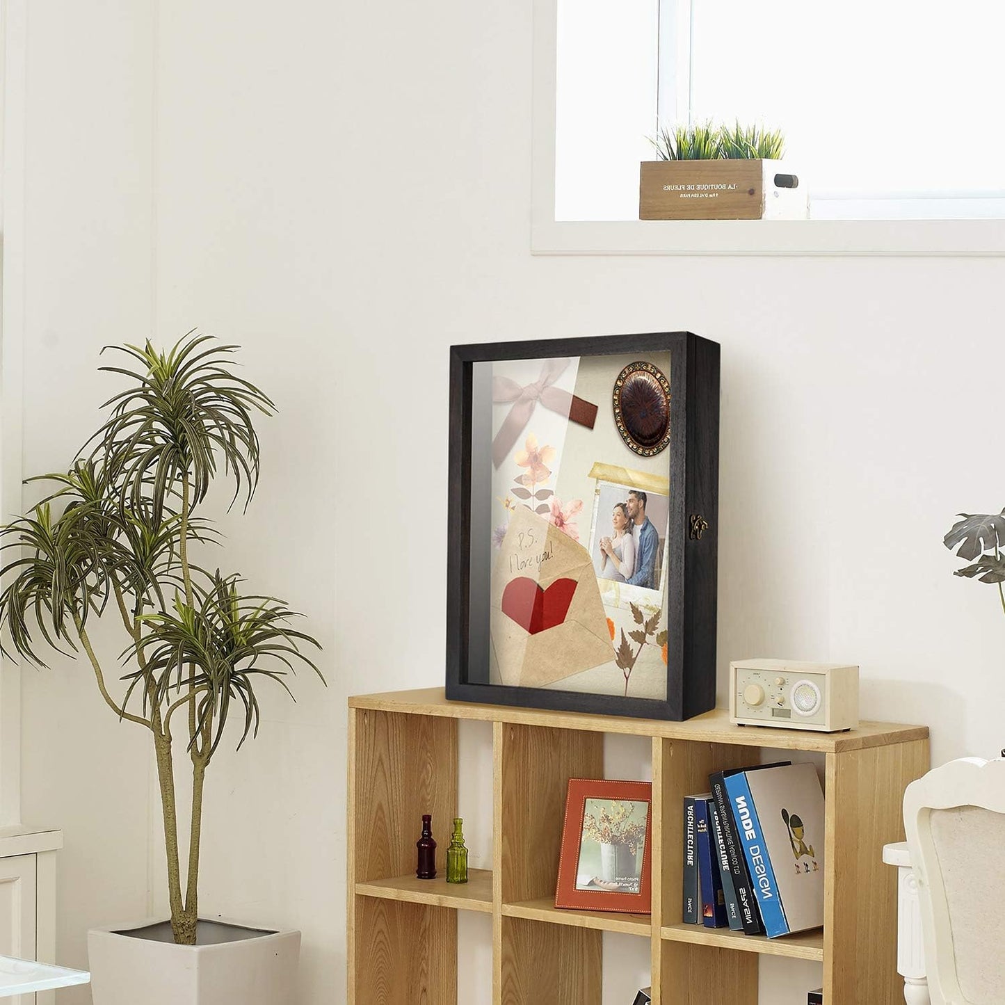 TJ.MOREE Large Shadow Box 13x16 Flowers Display Case Wooden Picture Frame | Fits 12x15.6 Inserts with Linen Back Rustic