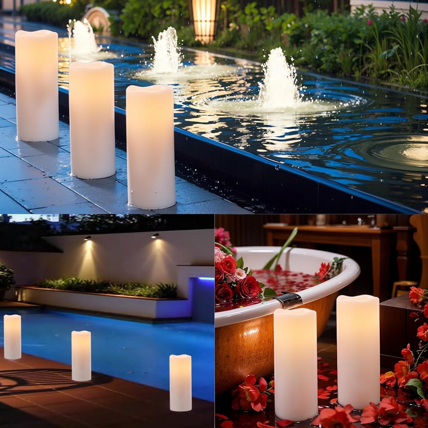 GenSwin Outdoor Flameless Led Candles Battery Operated Remote, 4 x 10 in | Waterproof, IP 65, Large Pillar Candles