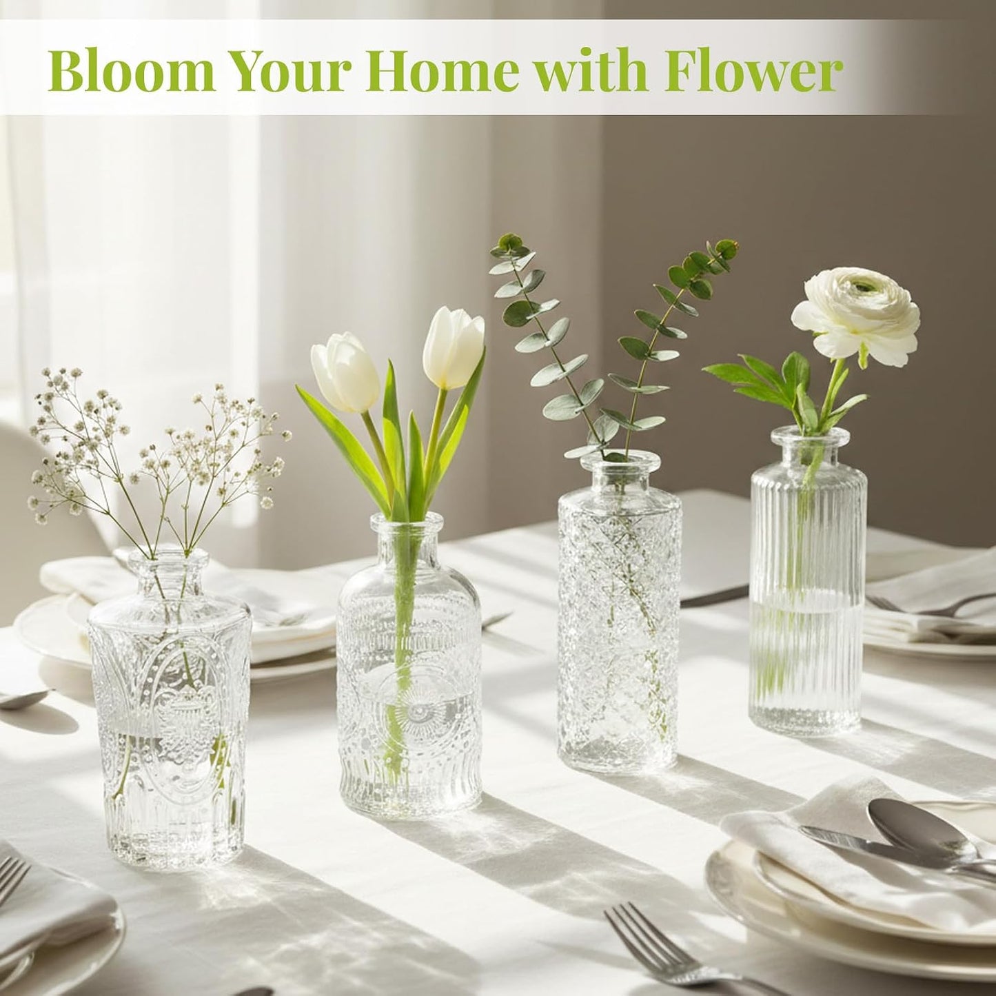 Glass Vase / Flower Vases / Clear / Set of 12