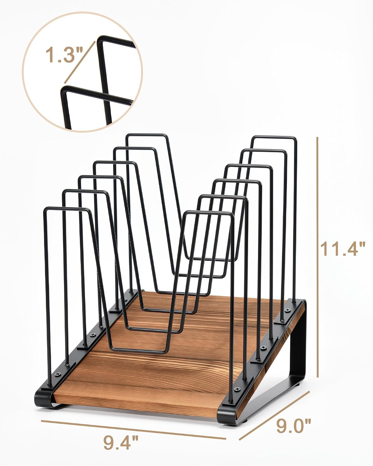 HULISEN 2 Pack Desk File Organizer, 5-Section Desktop File Folder Holder | Visible Tiered Design, Metal Rack with Wood