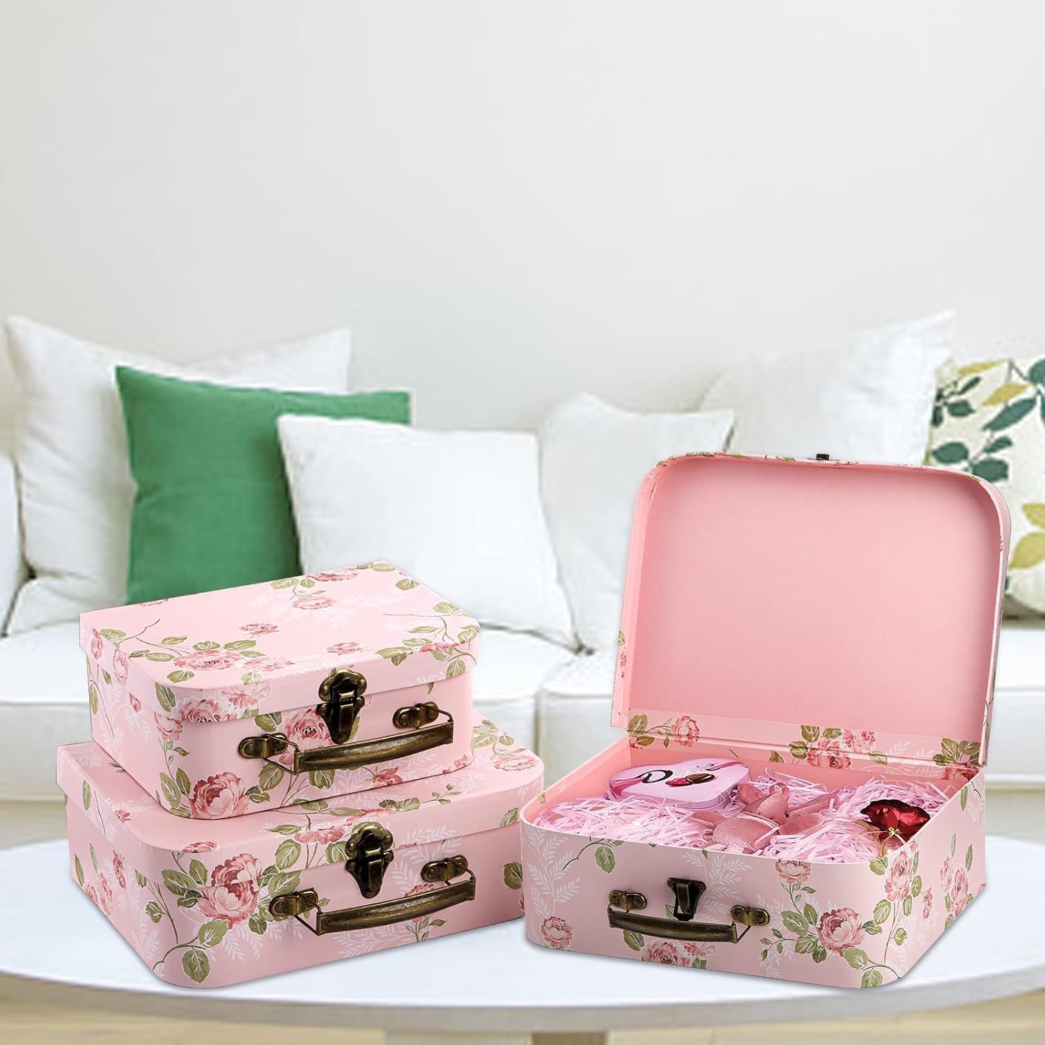 Paperboard Suitcases Storage Box Decorative Storage Boxes Gift Boxes / Set of 3