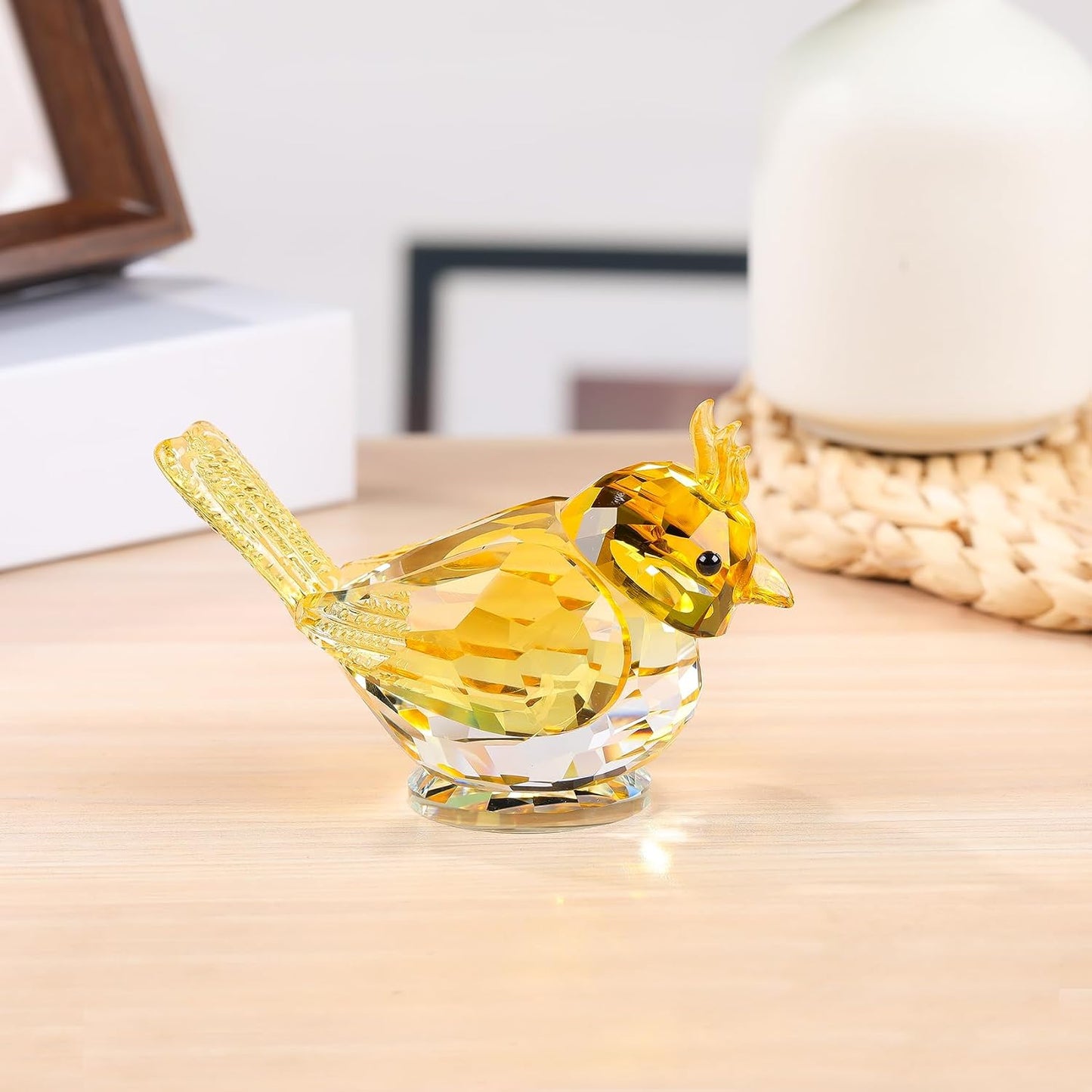 Crystal Bird Figurine Gifts for Women Men Art Glass Birds Collectible Statue Decorative / Yellow