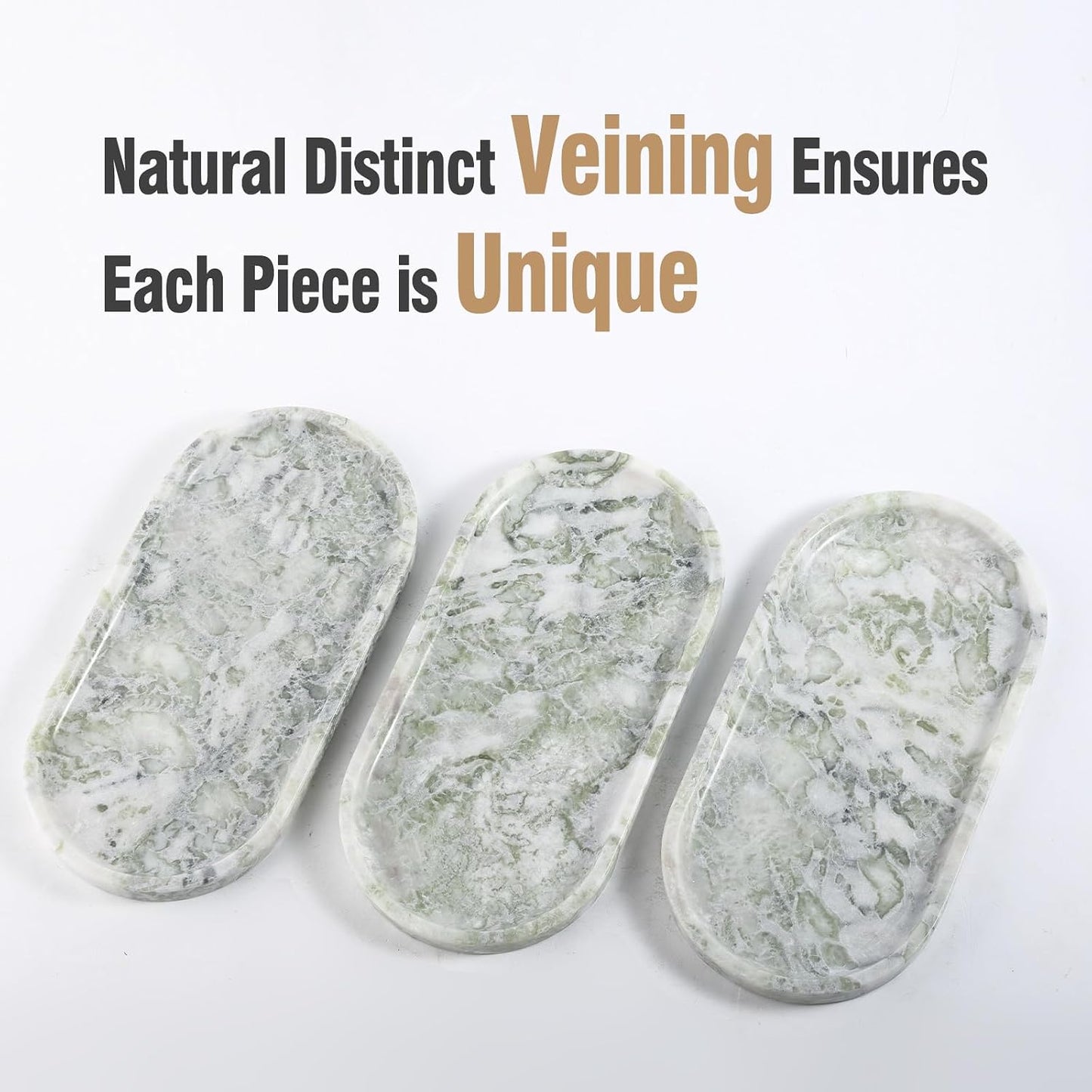 Catchall Tray for Perfume / Green Marble-bianco Palomino / 12 x 6 x 0.8
