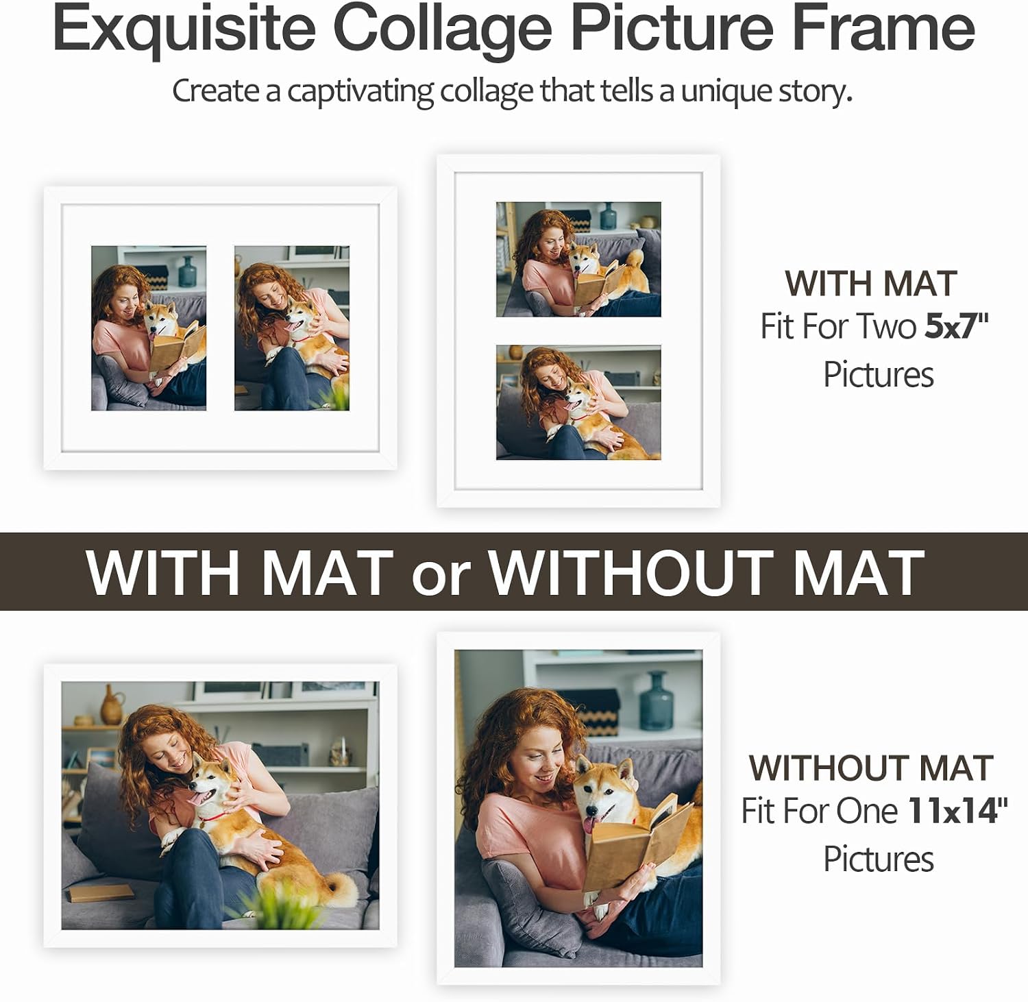 Golden State Art 11x14 White Wood Frame - for Two 5x7 Pictures, 10 Pack | Matted to Double 5x7 Picture,Solid Wood
