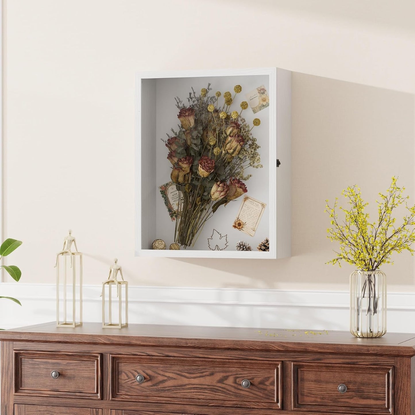 Muzilife 16x20 Large Shadow Box Pine Wood Picture Frame, 3.94 Deep, White | FSC-Certified Solid Pine | Tempered Glass