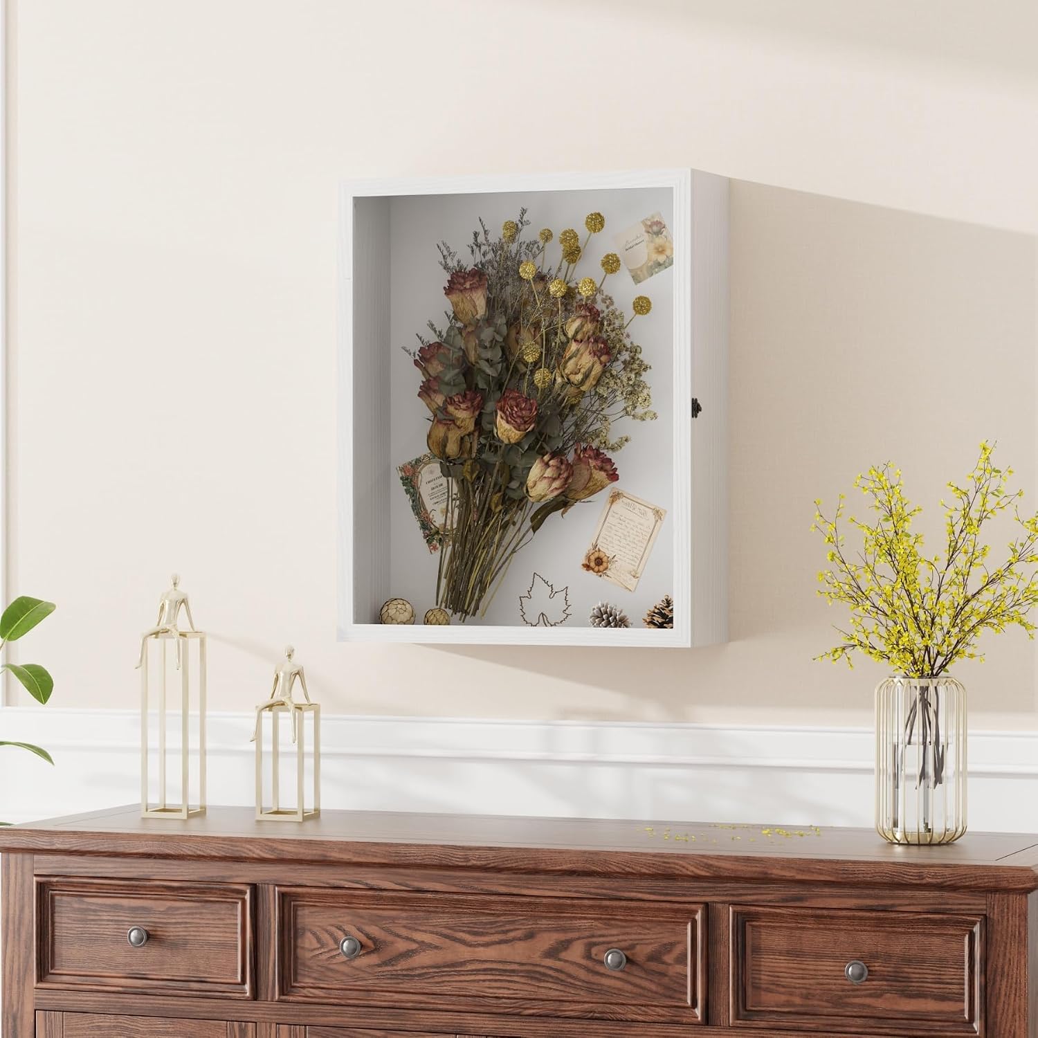 Muzilife 16x20 Large Shadow Box Pine Wood Picture Frame, 3.94 Deep, White | FSC-Certified Solid Pine | Tempered Glass