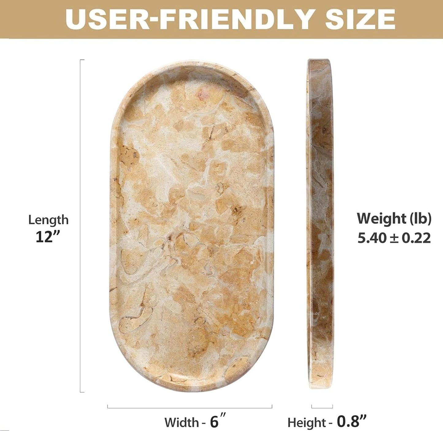 Egypt Natural Marble Tray / Gold Marble-pearlly Yellow / 12 x 6 x 0.8
