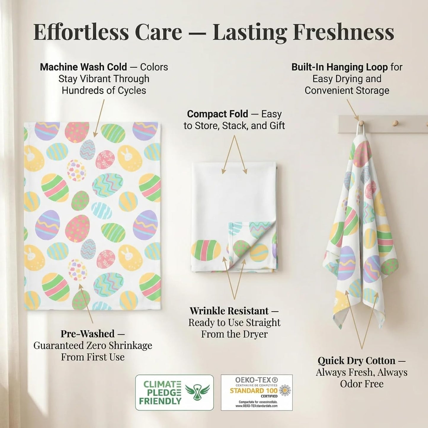Urban Villa Kitchen Towels Cotton Dish Towels 20”x30” (Set of 6) Egg Print
