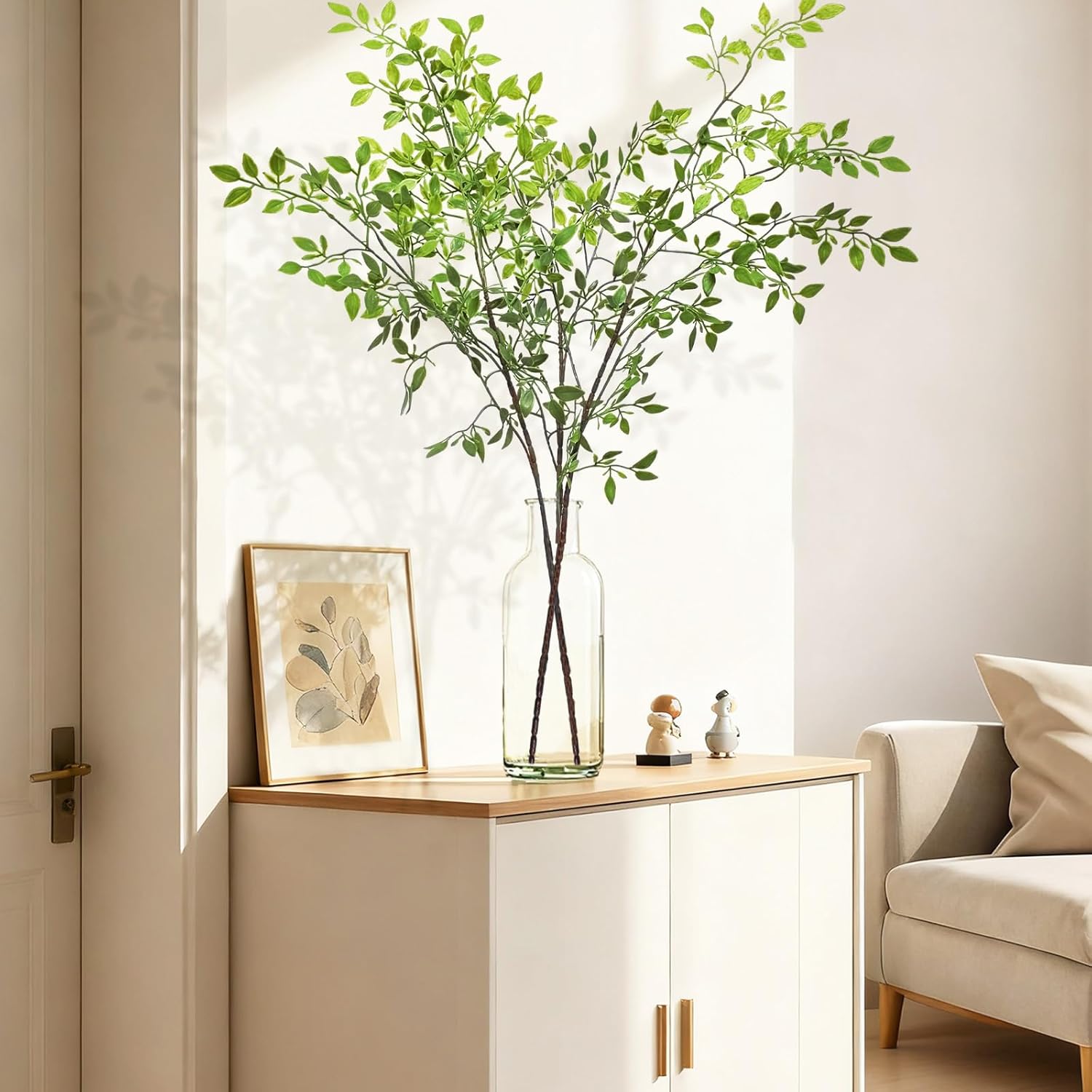 Artificial Plants Faux Branches for Vase / Green Nandina / 43.3 Inch / Set of 2