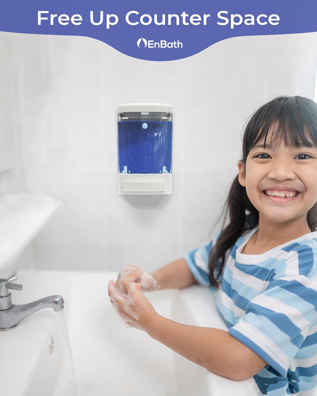 Commercial Soap Dispenser Wall Mount for Bathroom (2-Pack), Wall Mounted Hand Soap/Sanitizer Dispenser for Home or