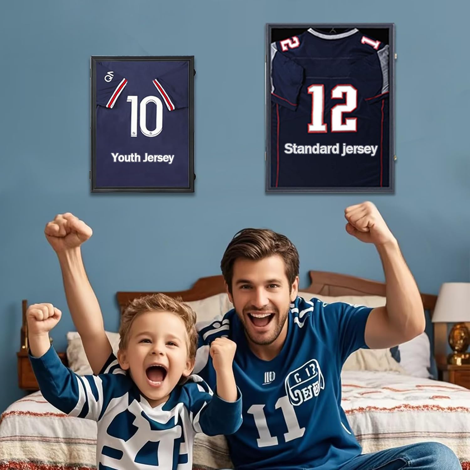 IHEIPYE Kids Jersey Frame Display Case Sport Small Jersey Shadow Box Black | Lockable, Black Lock, UV Protection