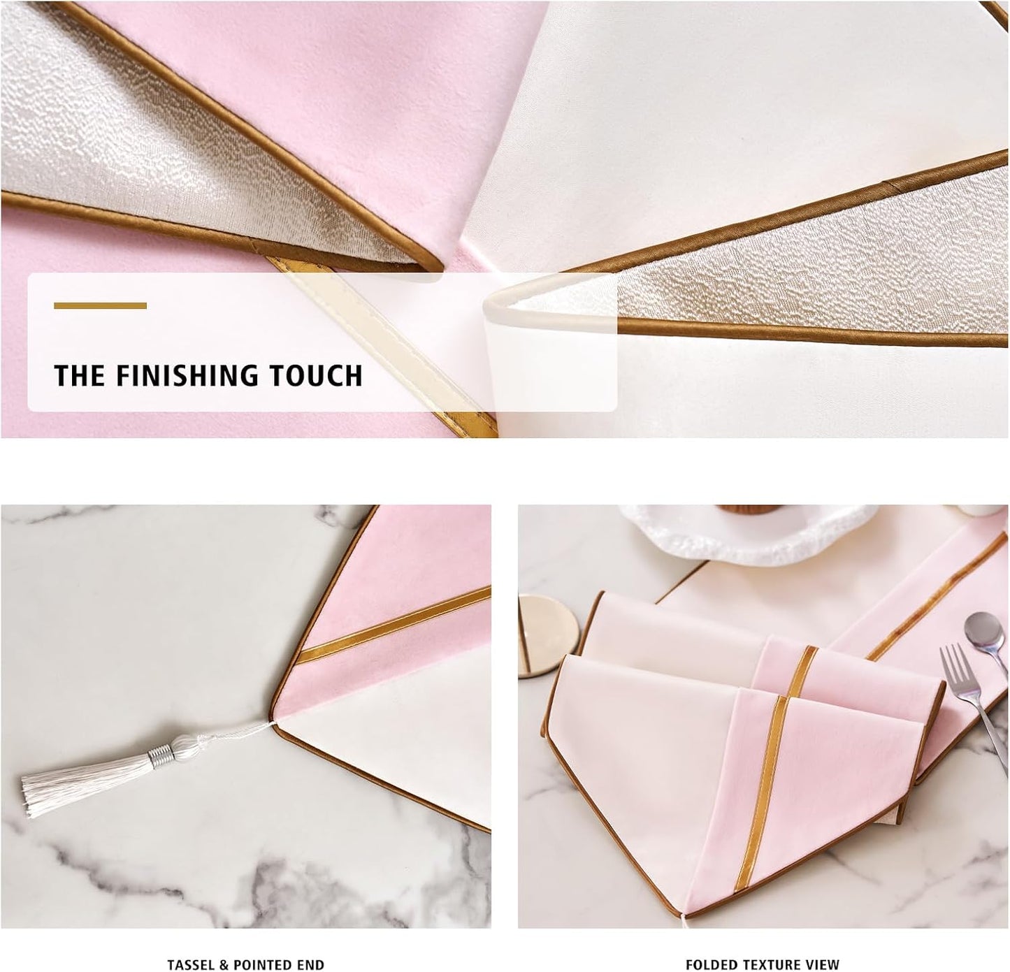Avigers Table Runner 12 x 72 Inch, Ice Berry Powder White, Geometric | Faux Silk double-layer accent for dining rooms