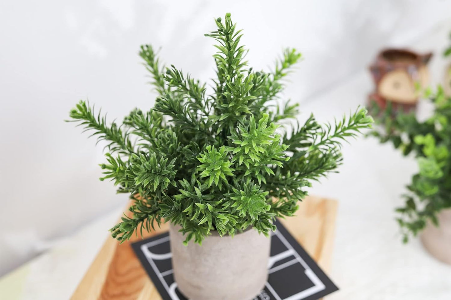 Mini Potted Fake Plants Artificial Plastic Eucalyptus Plants Topiaries / Green / Set of 3