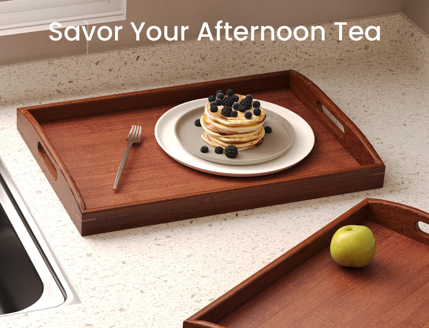 Bamboo Serving Tray / Brown / 2 PC / Set of 2