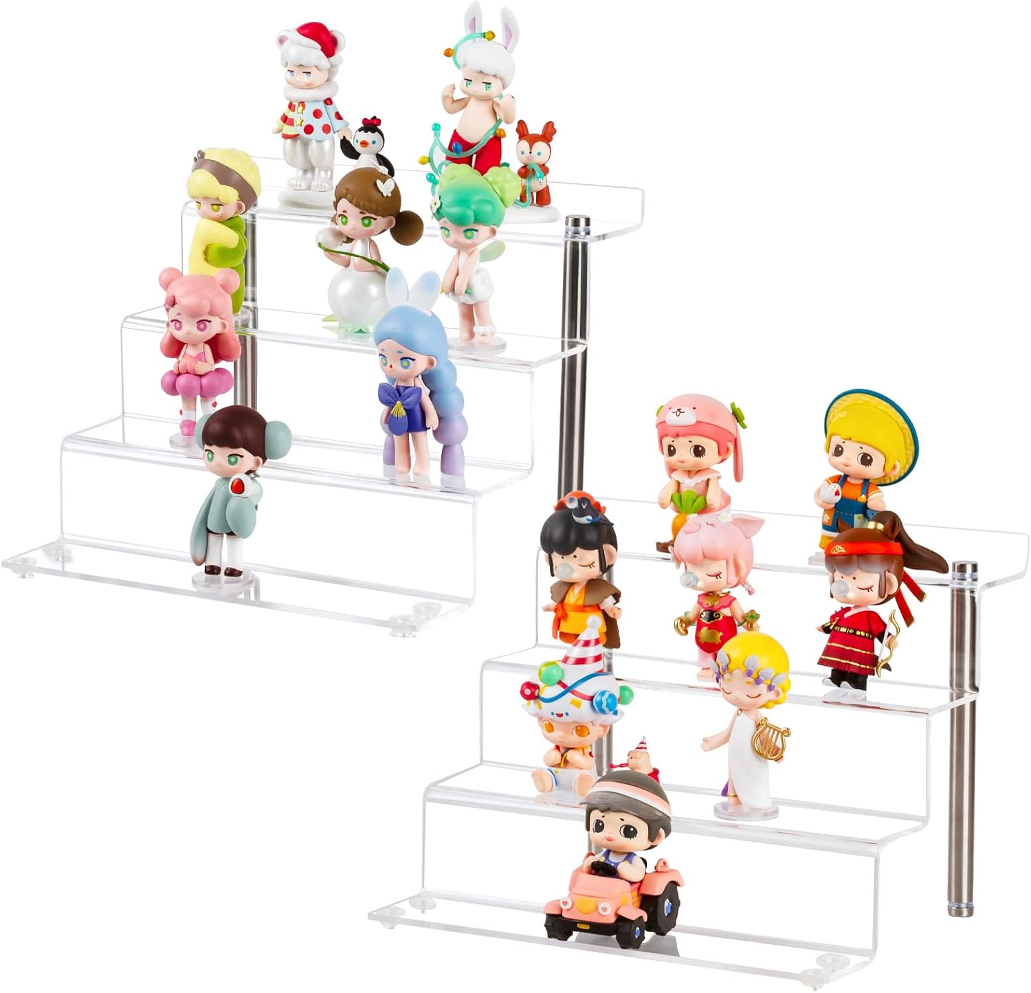 9 x 6 inch Clear Acrylic Display Riser, 4-Step, 2 Pack | Perfume Organizer & Cupcake Stand Shelf, Space-Saving for
