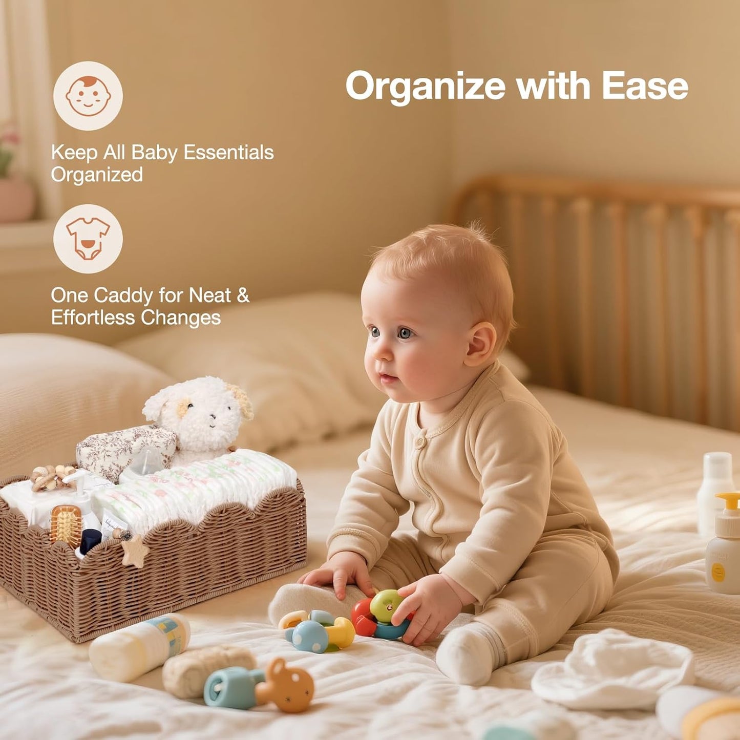 Wicker Diaper Caddy Organizer / Tea Brown / L