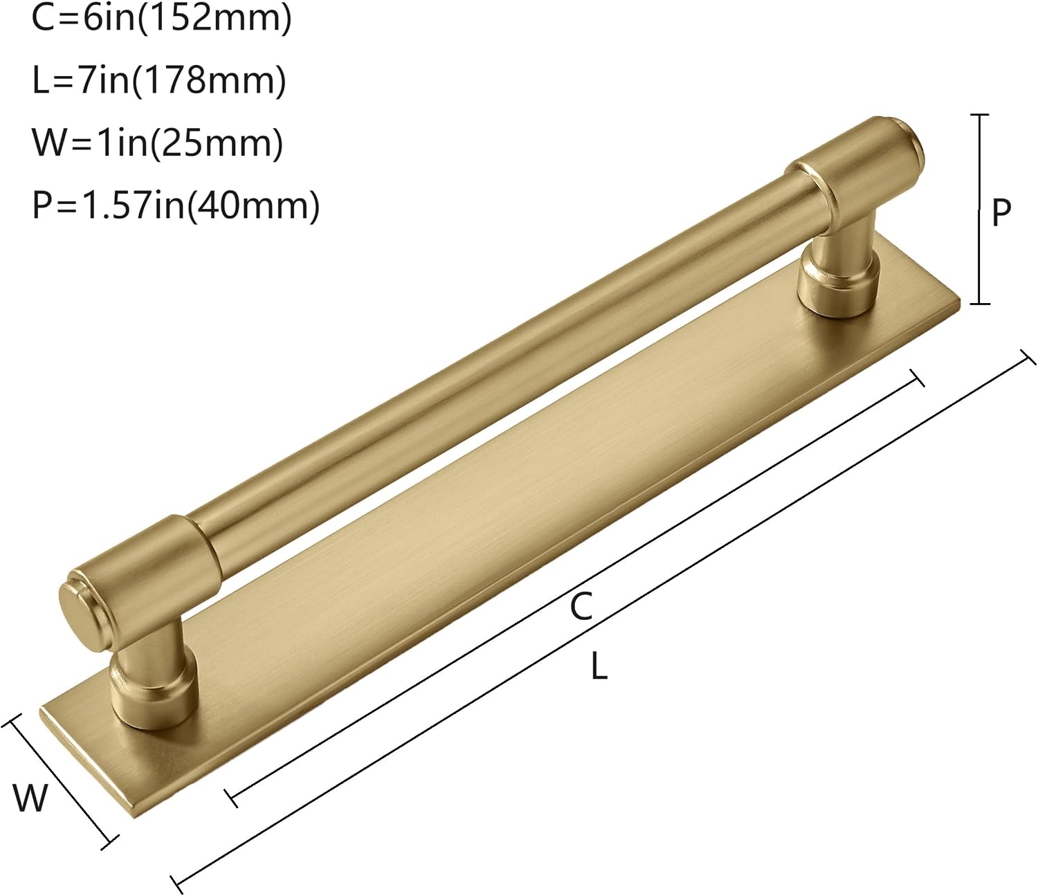 5 Pack 6 Inch（152 mm Center to Center Champagne Bronze Cabinet Pull Backplate with Base Plate Zinc Solid Satin Brass