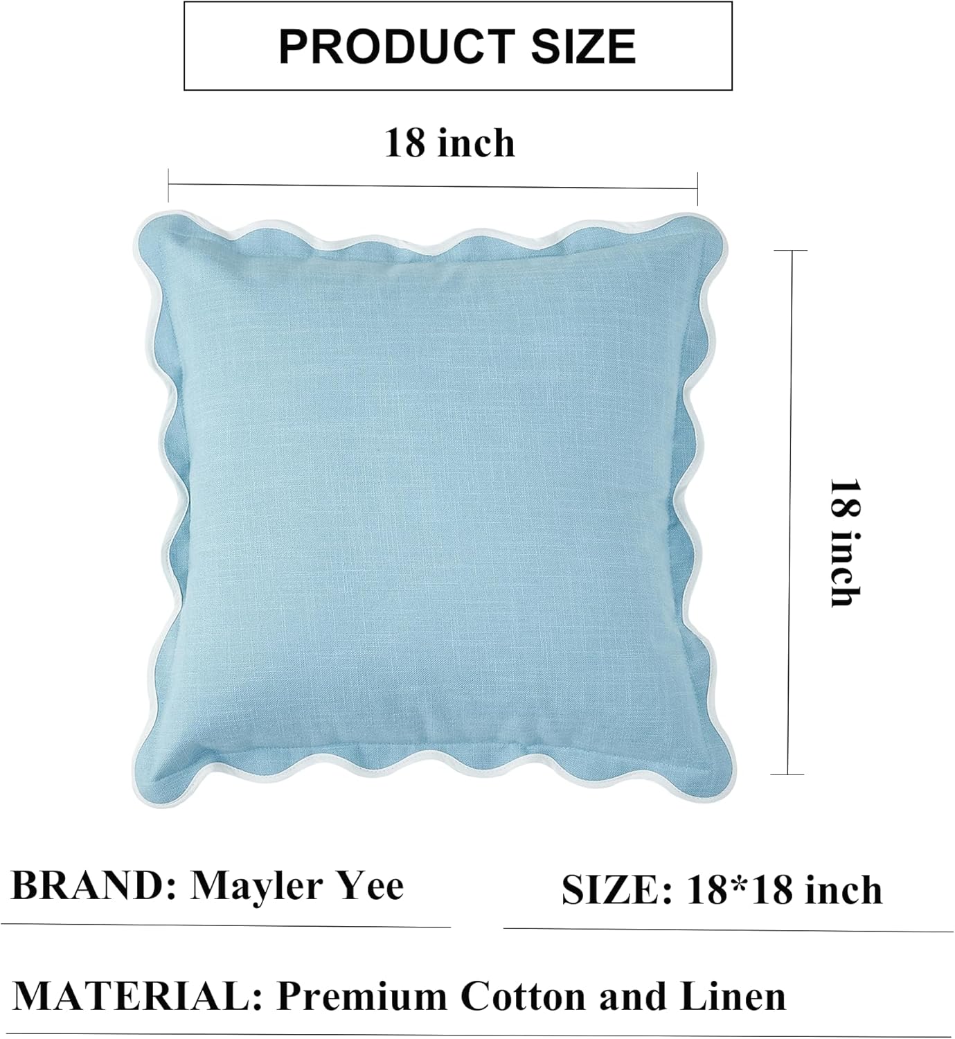 Scalloped Pillow Covers / Blue / 18 x 18 / Set of 2