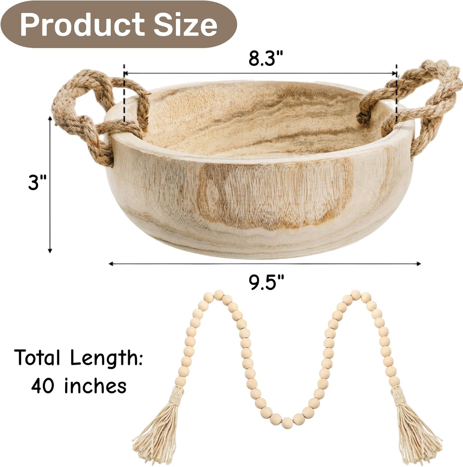 Rope Handles Bead Garland / 9.5 Inch
