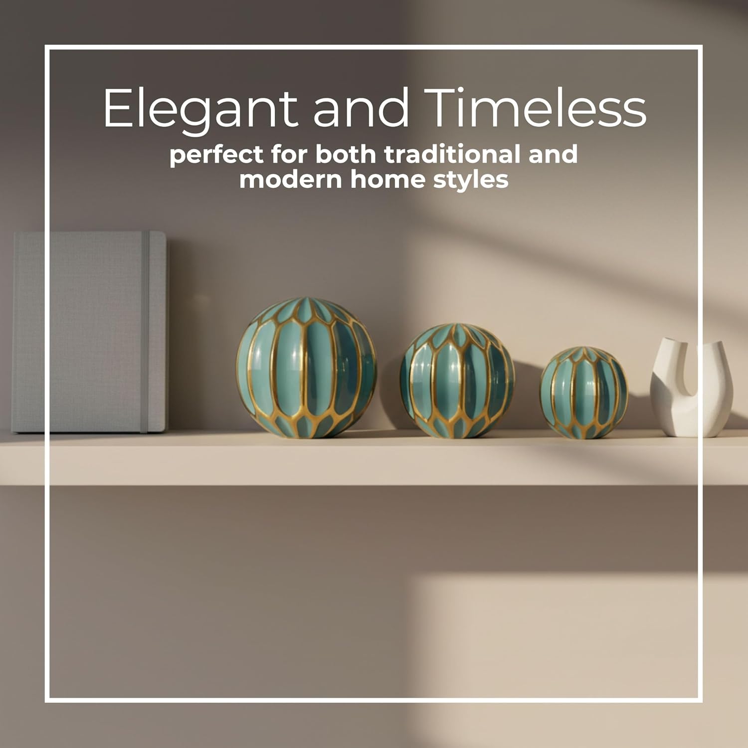 Stoneware & Ceramic Spheres / 6.0" H / Blue / Set of 3