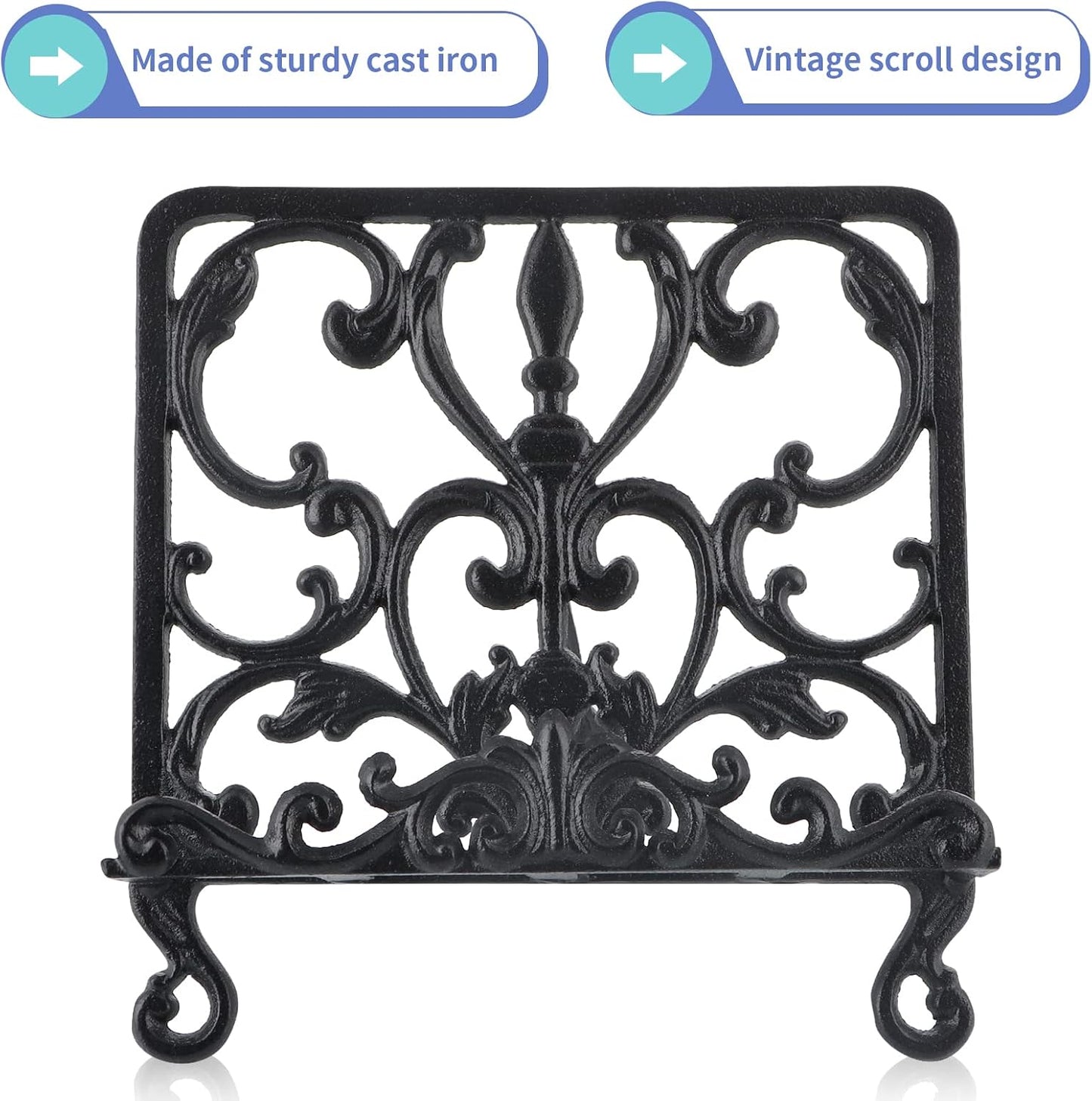 MOLIGOU Cast Iron Cookbook Stand, Recipe Book Holder, Display Stand Holder for Photo Album, Tablet