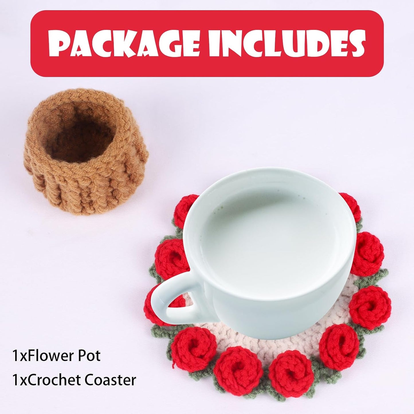Mini Basket -Boho Floral Coasters / Red