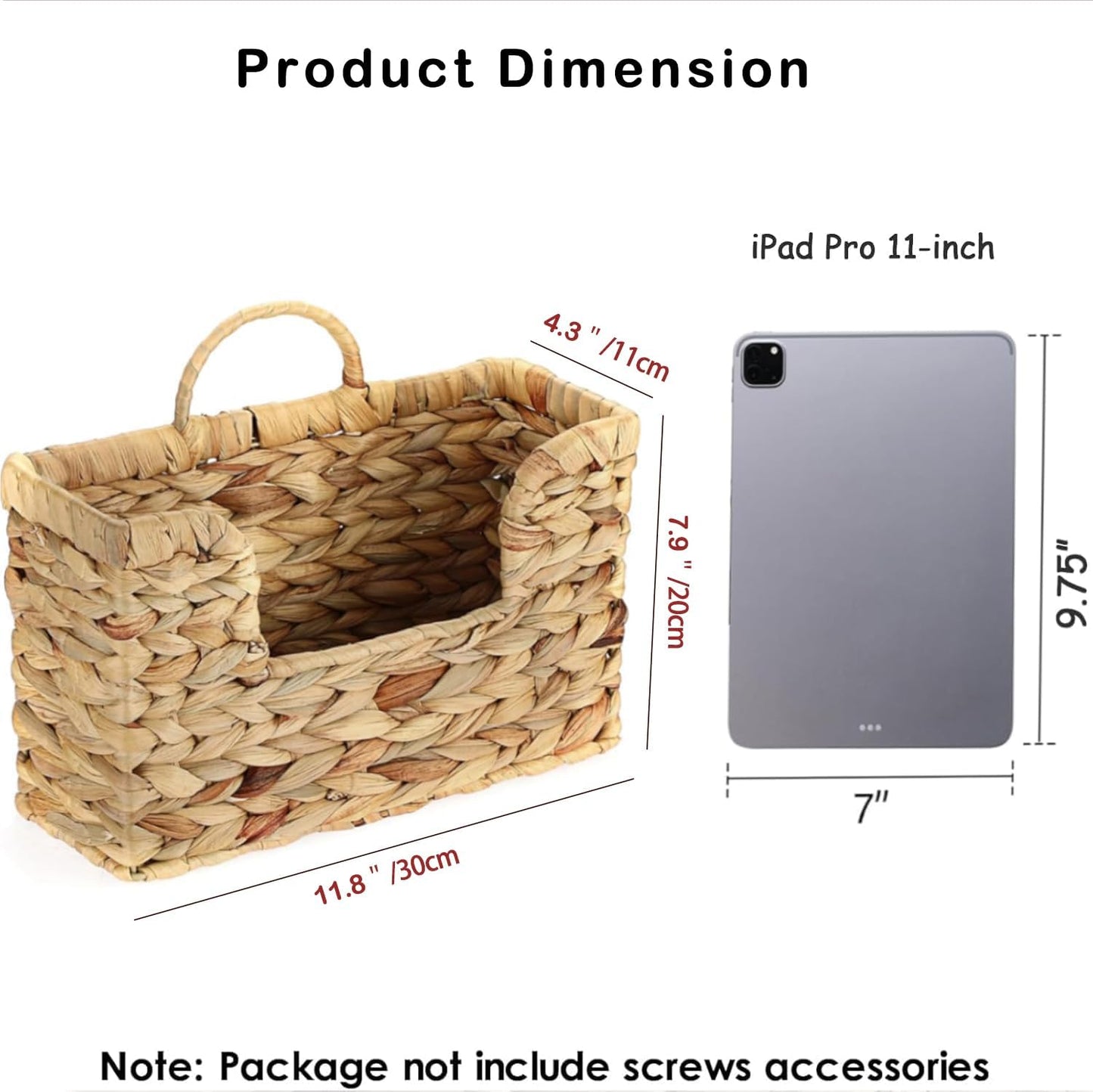 Woven Wall Magazine Holder Organizer / Water Hyacinth